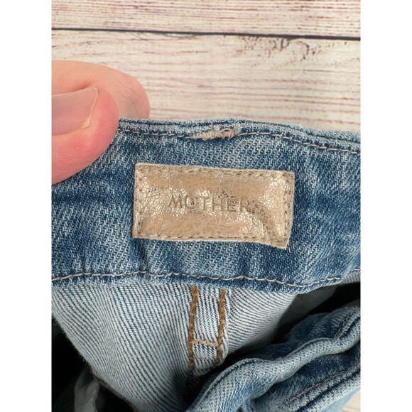 Mother Denim High Waisted Looker Ankle Fray Jeans Women's 26 Blue Destroyed - Picture 9 of 15
